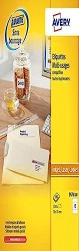 AVERY - 1200 Mehrzweck-Etiketten, UltraGrip, personalisierbar – ohne Papierstau – Format 70 x 70 mm – Laserdruck, Tintenstrahldrucker und Kopierer