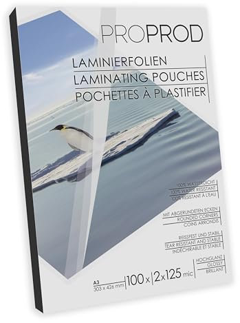 ProProd - Laminierfolien / Laminiertaschen - A3 2x125 Mikron - 100 Stück - Glänzend