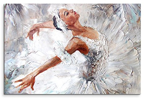 Sinus Art Wandbild 120x80cm Fotodruck aus Ölgemälde – Ballerina auf Leinwand für Wohnzimmer, Büro, Schlafzimmer, Ferienwohnung u.v.m. Gestochen scharf in Top Qualität