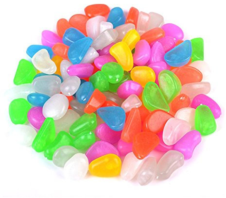 WINOMO 100stk Leuchtende Pflastersteine Kiesel Steinen Glow in the Dark für Aquarium Fish Tank Kies Dekorationen für Garten Hof