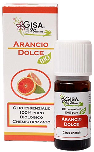 Gisa Wellness - ARANCIO DOLCE - Olio Essenziale Bio - 100% Puro e Naturale - [10ml] - Alimentare - Aromaterapia - Cura della Persona - Benessere - Made in Italy