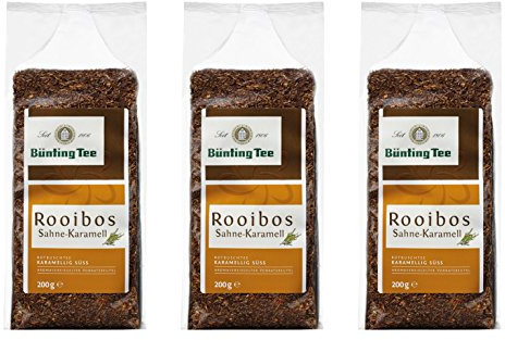 Bünting Tee Rooibos Sahne-Karamell 3er Pack – Rooibostee – 3 x 200g