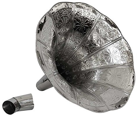 aubaho Trichter Grammophon Horn silberfarben im antik Stil Gramophone (C)
