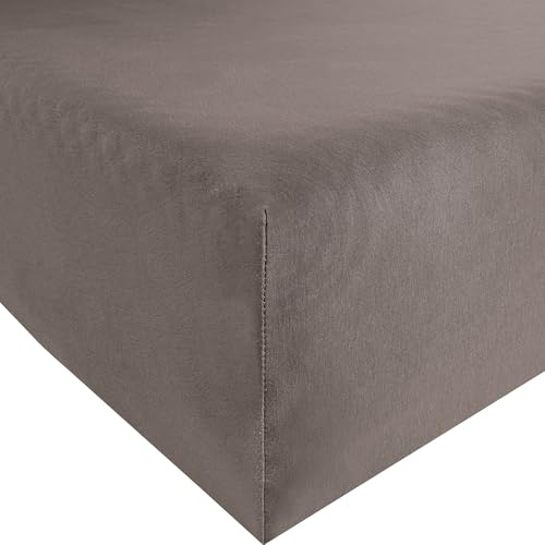 Erwin Müller Spannbettlaken Single-Jersey Multi-Stretch Regensburg braun Größe 90x190 cm - 100x220 cm - unglaublich weich, hohe Elastizität, langlebig, mit Rundumgummi