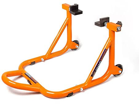 GRAND PITSTOP Motorcycle Stand, Paddock Lift Stand for Rear Wheel with Fork & Swingarm Spool,Weight capicity 990Lbs & 450 Kgs, Dismantable Stand, for Yamaha Honda Kawasaki Suzuki Motorcycles, Orange
