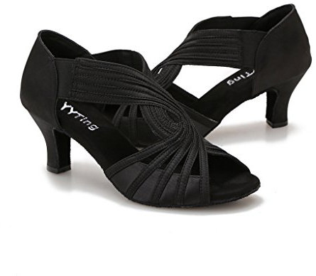 Damen Tanzschuhe Ballsaal Latein Salsa Standard Praxis Schuhe 6cm Ferse YT02(Bitte bestellen Sie eine Nummer grösser)