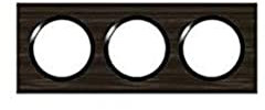 Legrand - Plaque carrée dooxie 3 postes finition effet bois ébène avec bague noir brillante