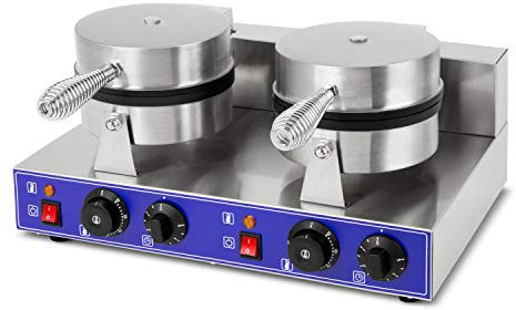 vertes Gaufrier Double Professionnel Électrique 2000W En Acier Inox (2x Fonction Minuterie, 2x Température 50-300 °C, 4 Pieds en Caoutchouc Antidérapants, Revêtement Antiadhésif)
