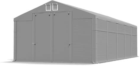 DAS COMPANY Lagerzelt 6x12x2.5m Wasserdicht Grau Zelt 560g/m² PVC Plane Ganzjährig Zelthalle Winter SD - Zeltgarage Winterfest - Dachzelt Hartschale - Zeltgarage - Winterzelt Pavillon - Weidezelt