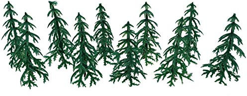 Christmas Cake Decorations Plastic Topper Cupcake Mini Christmas Fire Fabric Gold Trees and Trees with Snow (10xFir Trees)