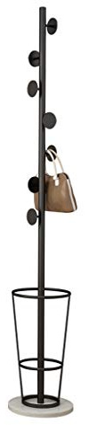 Porte-Parapluie sur Pied Crochets Ronds Multiples Porte-Parapluie Chambre Salon Balcon Base Stable Facile À Assembler (Color : Black)