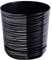 KORAD - Pot de fleurs avec soucoupe intégrée, décor 073, noir avec fil argenté, diamètre 21 cm, pot pour plantes, en plastique, de haute qualité, avec trous de drainage
