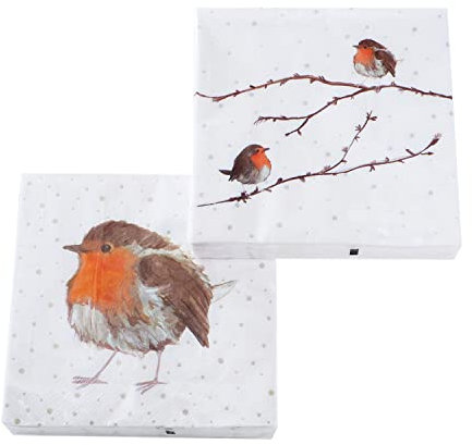 2 x 20 Servietten Weihnachten Weihnachtsservietten 'Rotkehlchen' - 33 x 33 cm