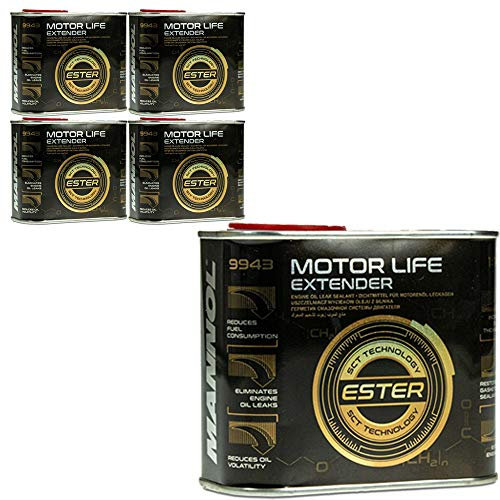 MANNOL 5 x 500ml, 9943 Motor Life Extender Dichtungsmittel für Motorschutz-Motorschmiersystem