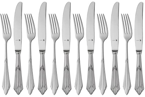 WMF Fächer Dessertbesteck 12teilig, Vorspeisebesteck für 6 Personen, Frühstücksbesteck, Cromargan protect poliert, kratzbeständig, spülmaschinenfest