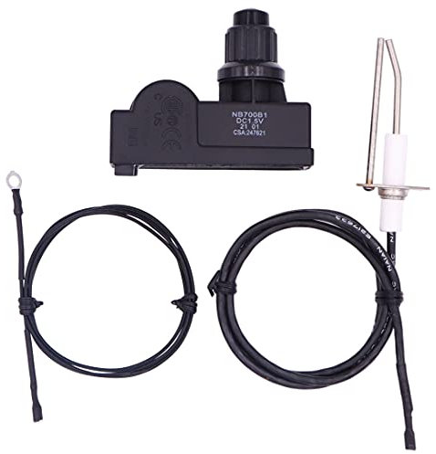 METER STAR Kit d'allumage pour foyer, bouton poussoir pour brûleur à gaz avec 2 prises d'allumage, fils d'allumage et fil de terre