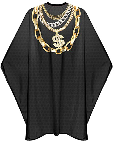 Pelocapa Barber Cape for Men Hair Cutting Salon Cape with Snap Closures Waterproof Professional Large Barber Hairdresser Cape- 63”× 56” (Dollar Chain)