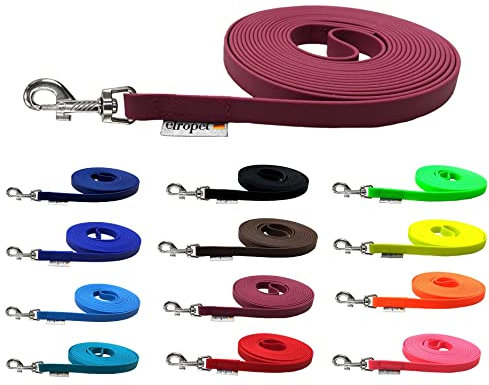 Schleppleine für Hunde Biothane Hundeleine mittlere/große Hunde Breite 16mm 1m / 3m / 5m / 10m / 15m (7m MIT Handschlaufe, Bordeaux)