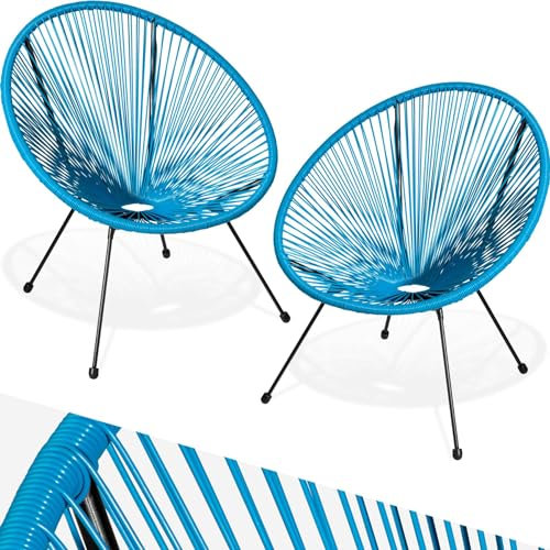 TecTake® Lot de 2 Fauteuil de Jardin Acapulco pour Salon de Jardin Exterieur ou Intérieur, Structure en Acier époxy, Mobilier pour Amenagement Balcon Terrasse - Plusieurs Couleurs
