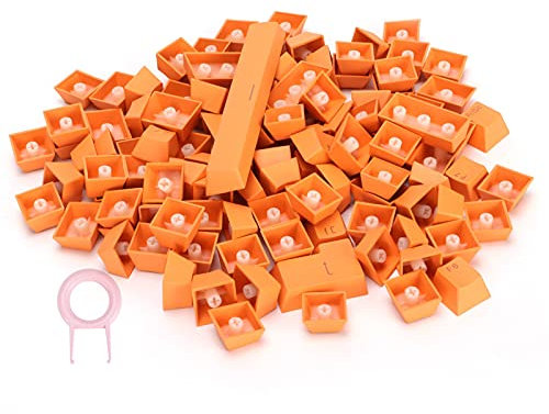 Elprico 108 Tasten PBT-Tastenkappen,Ergonomisches Design Ölbeständige Bunte Videospiel-Tastenkappe für Mechanische Tastatur(Orange)