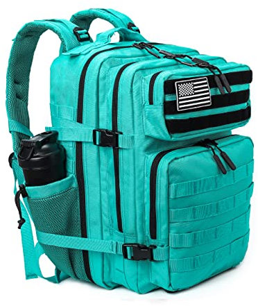 LHI Military Tactical Backpack for Men and Women 45L Large waterproof Rucksack for School, Hiking, Trekking, Hunting(lake blue)