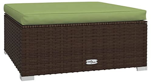 vidaXL Gartenhocker mit Kissen Sitzhocker Hocker Rattanhocker Gartenmöbel Terrassenhocker Fußstütze Stahlrahmen Braun 70x70x30cm Poly Rattan
