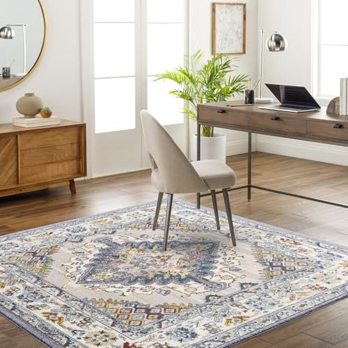 Livabliss Casablanca Vintage Rug - Hallway Runner Rugs Living Room 60x90 cm - Scandi Neutral Rug, Traditional Patterned Boho Style, Natural Easy Care Pile - Hallway Runners, Taupe, Blue and Grey