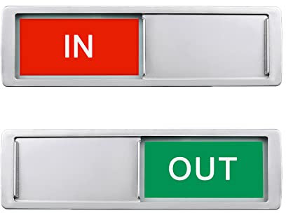 In or Out Sign,In Out Slider Door Indicator Tells Whether In or Out, 7'' x 2'' - Silver