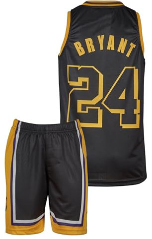 Amdrabola Lakers Basketball Kinder Trikot Bausatz, Schwarz, Komm mit Shorts Basketballfans (140,Schwarz)