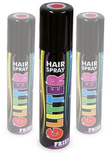 3x rotes Glitter-Haarspray im Sparpack! 3 Dosen zu je 100ml. Glitterspray rot für Festival, Konzert, Disco, Party, CSD, Karneval, Fasching, Halloween