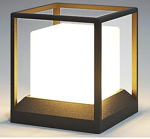 Budbuddy 20W LED Wegeleuchten außen Wartenleuchten mit Strom Pollerleuchte außen Gartenlampe Quadratische Wegbeleuchtung außen Schwarz Balkon Beleuchtung IP65,Gartenstrahler mit E27 Fassung