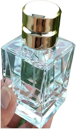 DAIGLE Mini Botellas de Viaje de Perfume, atomizador de Perfume, 1 Botella de Perfume Cuadrada de 50 ml, Botella de Spray de Vidrio de Perfume de Fondo Grueso Crysta, Botellas Recargables