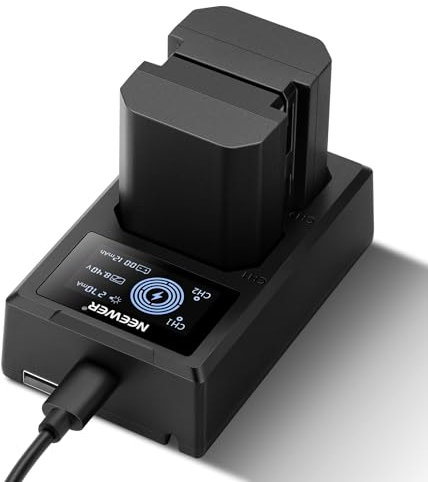 NEEWER NP-FZ100 Ersatz Akku Ladegerät Set für Sony ZV-E1 A7III A7IV FX3 FX30 A6600 A6700 A1 A7C A7CII A7CR A7RIII A7RIV A7RV A7SIII A9II, 2 Pack 2280mAh Battery, Doppel Slot USB Ladegerät mit LCD