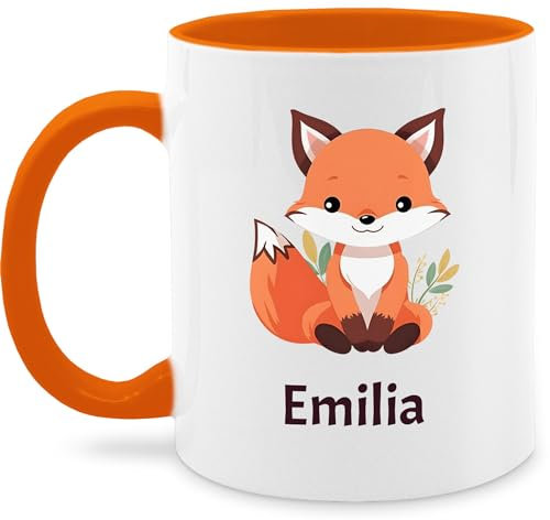Tasse Tassen 325ml - Süßer Fuchs Geschenk mit Name personalisiert I Wildtiere I Raubtier I Fox - 325 ml - Orange - personalisierte +mit+fuchs fuchsmotiv kaffeetasse motiv personalisieren und