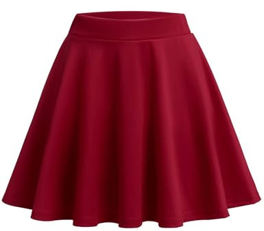 Zeagoo Damen Mädchen Hosenrock Hohe Taille Minirock Schule Tennis Rock High Waist Rock Kurz Tellerrock Weinrot M