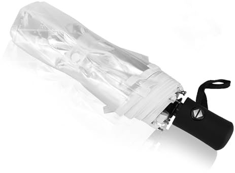 Regenschirm Transparent, 28 X 6cm Winddicht Klein Durchsichtiger Regenschirm Selbstöffnend Und Schließend Tragbarer Modischer Dreifach Faltbarer Regenschirm Für Den Außenbereich Hochzeit