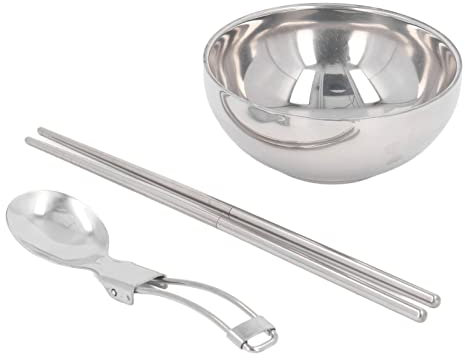 Ensemble De Bols, Baguettes, Cuillères, Ensemble De Couverts Simples, Ensemble De Couverts Portables En Acier Inoxydable Pour les Voyages En Voiture, les Repas De Camping, les Pique-niques, Avec un Sa