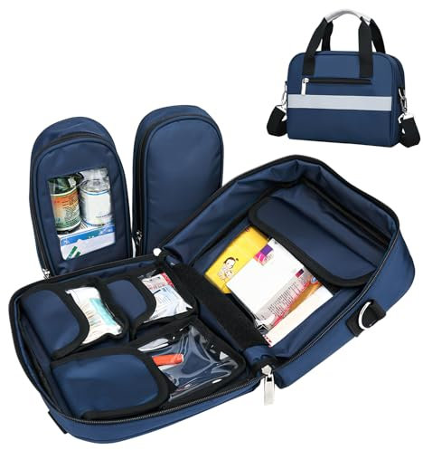 Erste Hilfe Set Leer Notfall Kits -Wasserdicht Feuer Prävention Verschleiß Widerstehen Erste-Hilfe-Tasche Reflektierende Streifen für Reisen, Haus, Wandern, Arbeitsplatz & Outdoor Marineblau 21*12*25