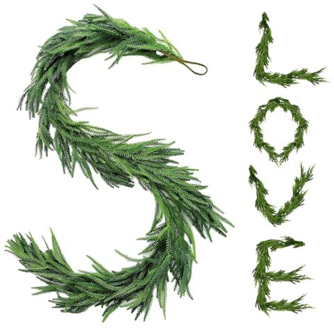 3,6 M Zedern-Girlande, künstliche Norfolk-Kiefer-Girlande, Weihnachtsdekoration, künstliche Zedern-Girlande, fühlt Sich echt an, Winter-Kiefer-Girlande