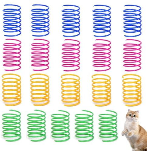 QEDBOJE 20 Pièces Jouet à Spirale pour Chat, Jouet à Ressort Pliable en Plastique, Jouet Coloré à Ressorts pour Chats, pour Animaux de Compagnie (Coloré)