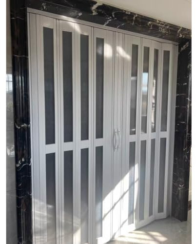 Schiebetür Falttür falttüren innentüren 200 cm hohe Doppel-Falttür mit Milchglas, 300 290 280 270 260 250 240 230 220 200 cm Breite, weiße Aluminium-Faltschiebetür für Innenraumteiler(300x200cm(118inx
