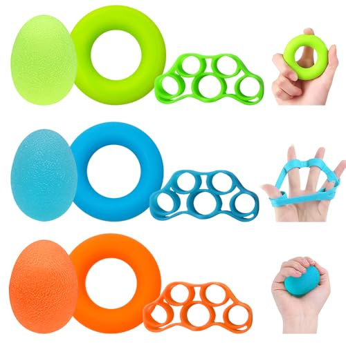 9 Stück Fingertrainer, Klettern Ball Handtrainer Set, Hand Grip Trainer Finger Stretcher Silikon Hand Grip Trainer Strengthener Finger Exerciser Griffbälle zur Stärkung der Finger und Unterarme