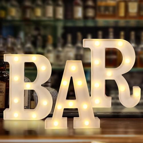 Enseigne Lumineuse Bar, Panneau De Bar Lumineux, Bar Lettres Lumineuses à LED Lampe, Alphabet Lumineux Lampe, Panneau Lumineux Néon, Lumineux Marquee Bar Logo Pour Bar, Pub, Décoration Murale