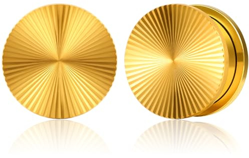 Vankula Ohr Tunnel 1 Paar Single Flared Flesh Plugs Edelstahl für männer damen Ohrpiercing Gestreckte Schmuck 12mm(1/2) Gold