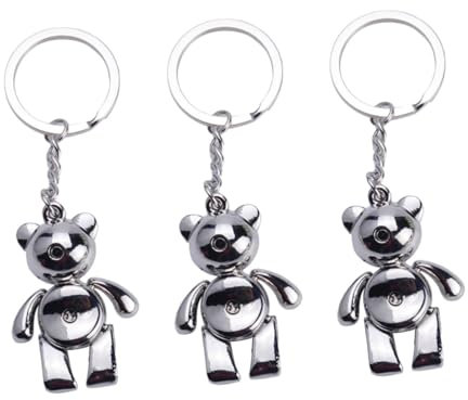 DEARMAMY 3stücke Bär Schlüsselanhänger Aus Metall Mit Beweglichen Gliedern Kreative Und Stilvolle Taschen Und Autoschlüssel-Dekoration Silber Perfektes Für Besondere Anlässe