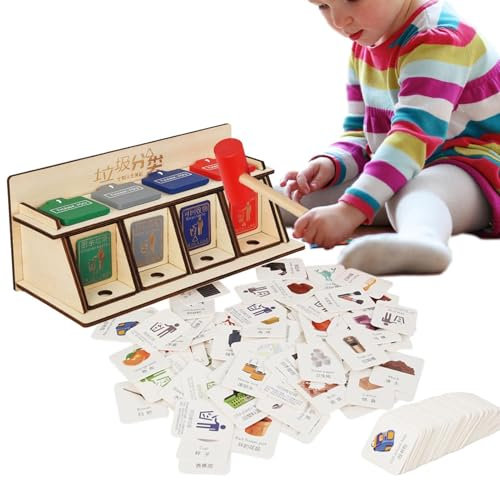 Générique Jouets de tri des déchets Jouets en bois | Poubelle de table, jouet de recyclage des déchets - poubelle de table, jeu de recyclage des déchets, cadeau éducatif pour les de 3 ans et plus