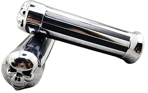 Für Harley Yamaha Honda Suzuki Universal 25MM 1 Motorrad Lenkerteile Chrom Totenkopf Bar End Motorrad Handgriffe