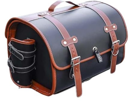 YSNFDN Motorrad Hecktasche für Harley Davidson Forty Eight, Motorrad Gepäcktasche Wassersichte Kratzfest Motorrad Werkzeugtasche Große Kapazität für Lange Fahrten,D Black+Brown