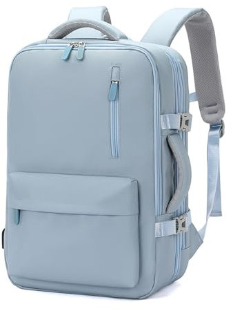 FANDARE Laptop-Rucksack Herren Handtasche 30-40L Reiserucksack Damen Schulrucksack Erweiterbarer Handgepäck Flugzeug Geschäft Arbeiten Schulranzen Reisen Weekender Tagesrucksack Daypacks Blau