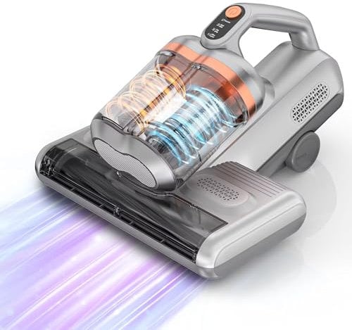 Fey Milbensauger für Matratzen 16KPA Leistungsstark Matratzenreiniger mit UV-C-Licht, Hausstaubmilben Sensor, Ultraschall Funktion für Allergiker, Entfernt 99,9% Allergene von Betten Sofas Tierhaare